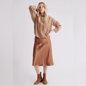 NWT Quince Washable Silk Skirt - Size M - Copper Brown